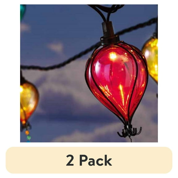 (2 pack) Mainstays 10ct 7.4ft Multi-color Balloon Shape Plastic LED Tear Drop Outdoor String Lights