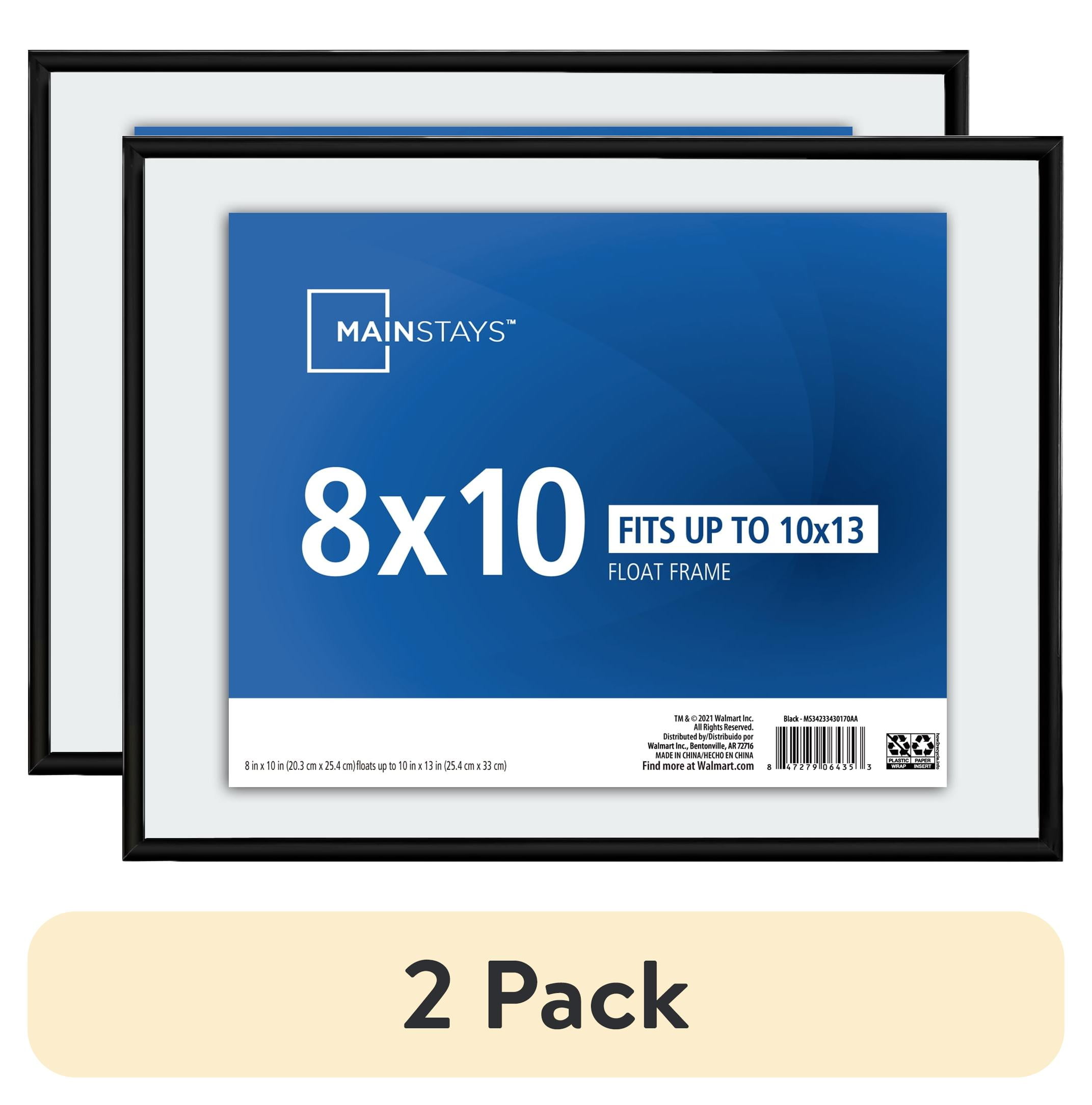(2 pack) Mainstays – 8x10 Picture Frame – Black Front Loading Float ...