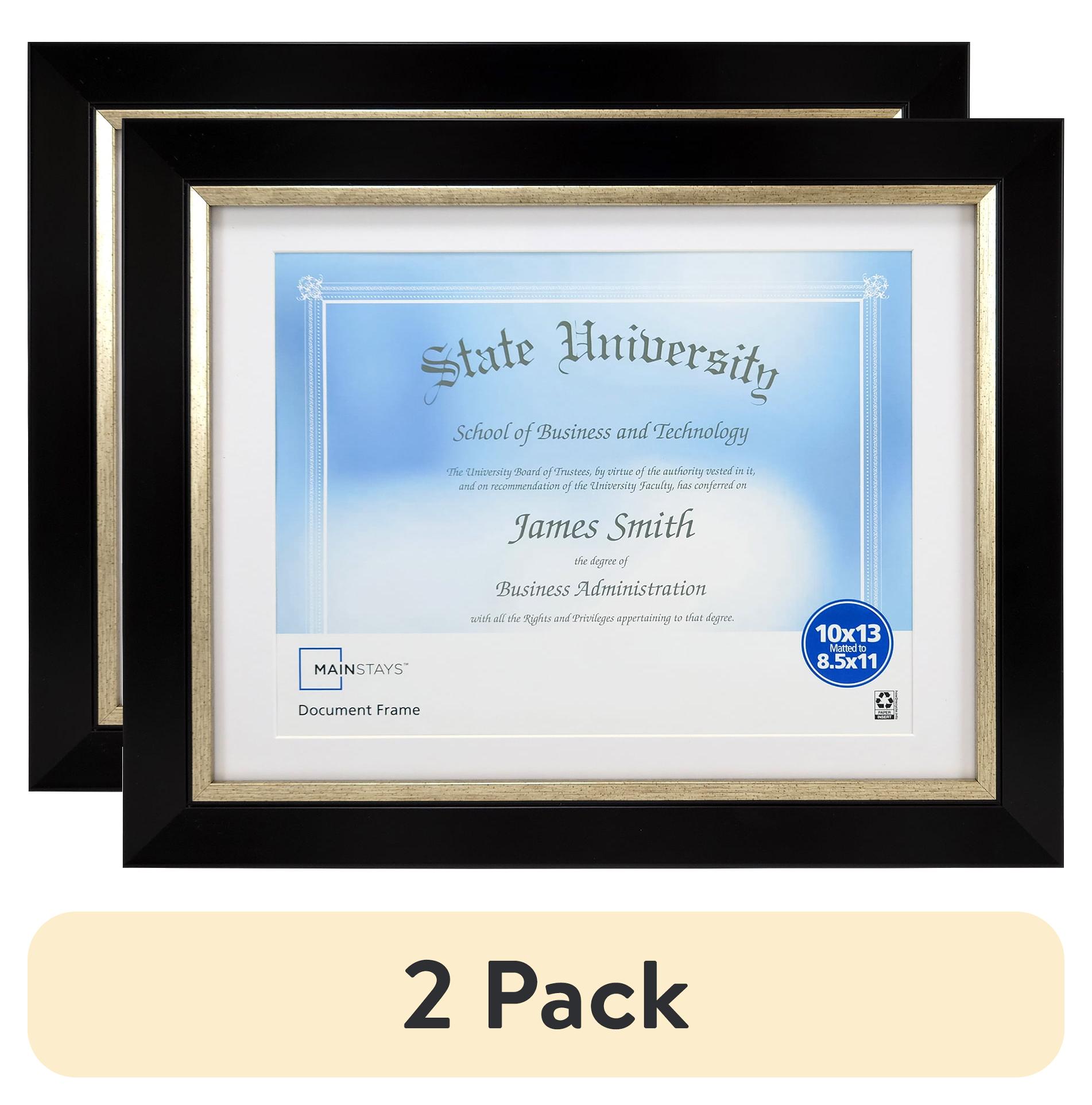 (2 pack) Mainstays 10x13 Matted to 8.5x11 Black Document Frame