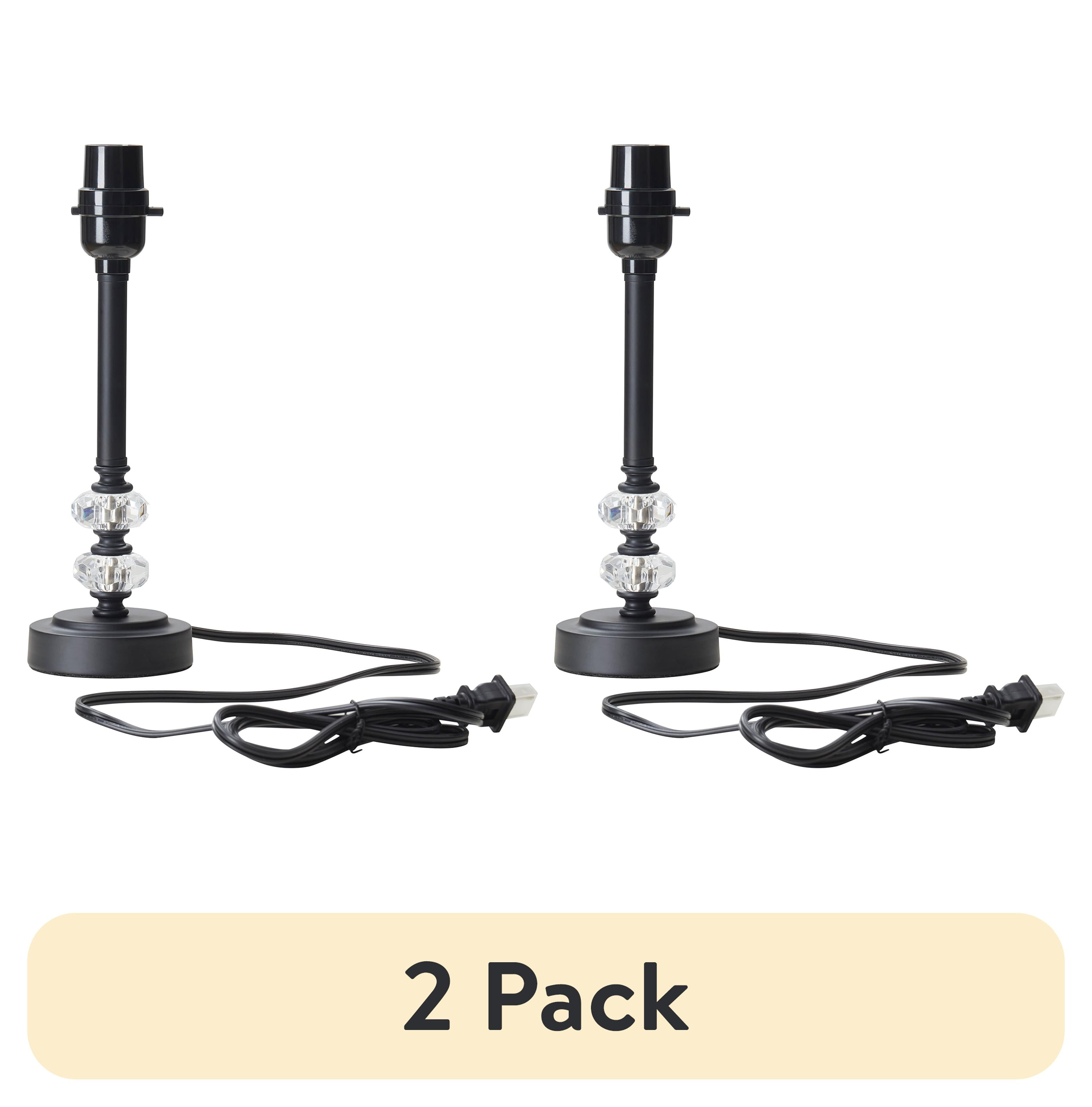 (2 pack) Mainstays 11" Crystal Faceted Accent Lamp Base, Black