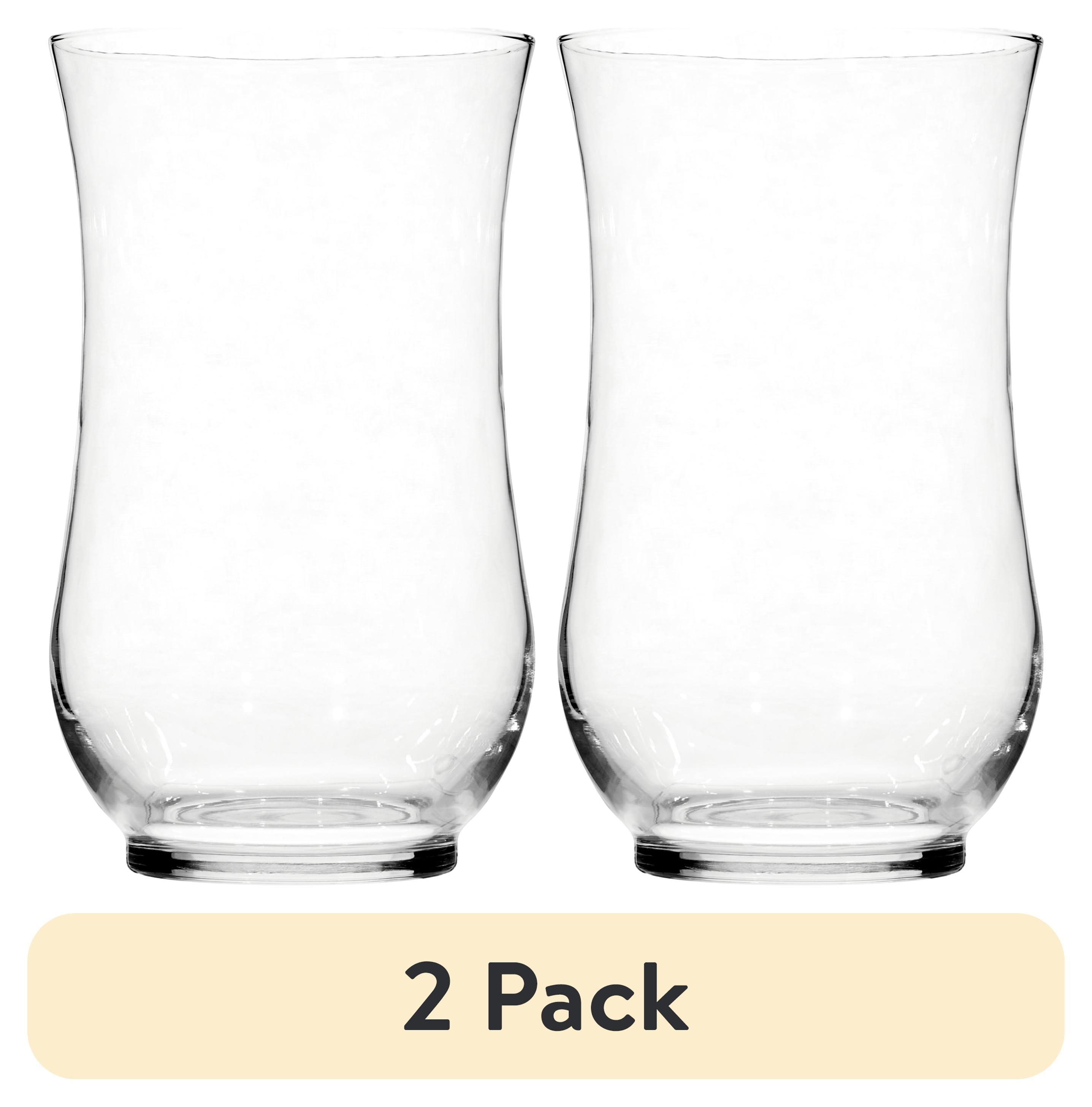 (2 pack) Mainstays Curved Clear Glass Hurricane Pillar Candle Holder, 11 in