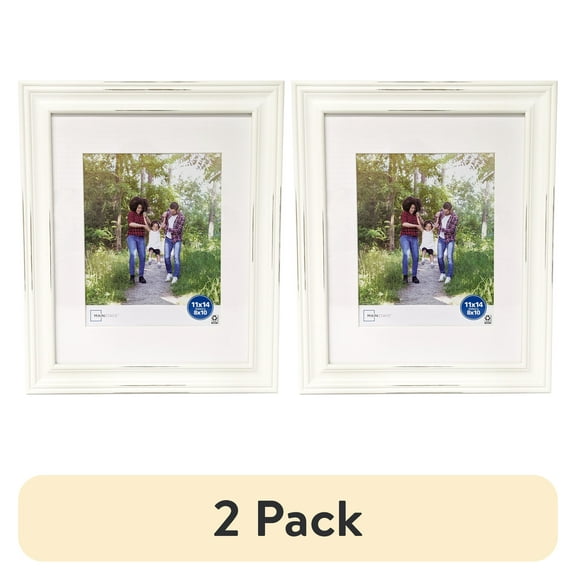 (2 pack) Mainstays – 8x10 Picture Frame – Distressed White Matted Gallery Wall Photo Frame