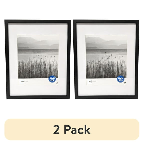 (2 pack) Mainstays – 8x10 Picture Frame – Black Matted Gallery Linear Program Wall Photo Frame