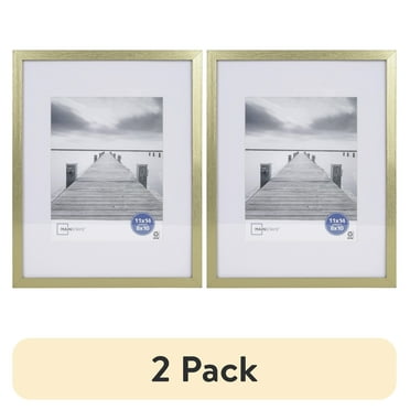 (2 pack) Mainstays 11x14 Matted to 8x10 Linear Gold Gallery Picture Frame