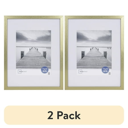 (2 pack) Mainstays – 8x10 Picture Frame – Gold Gallery Linear Program Wall Photo Frame