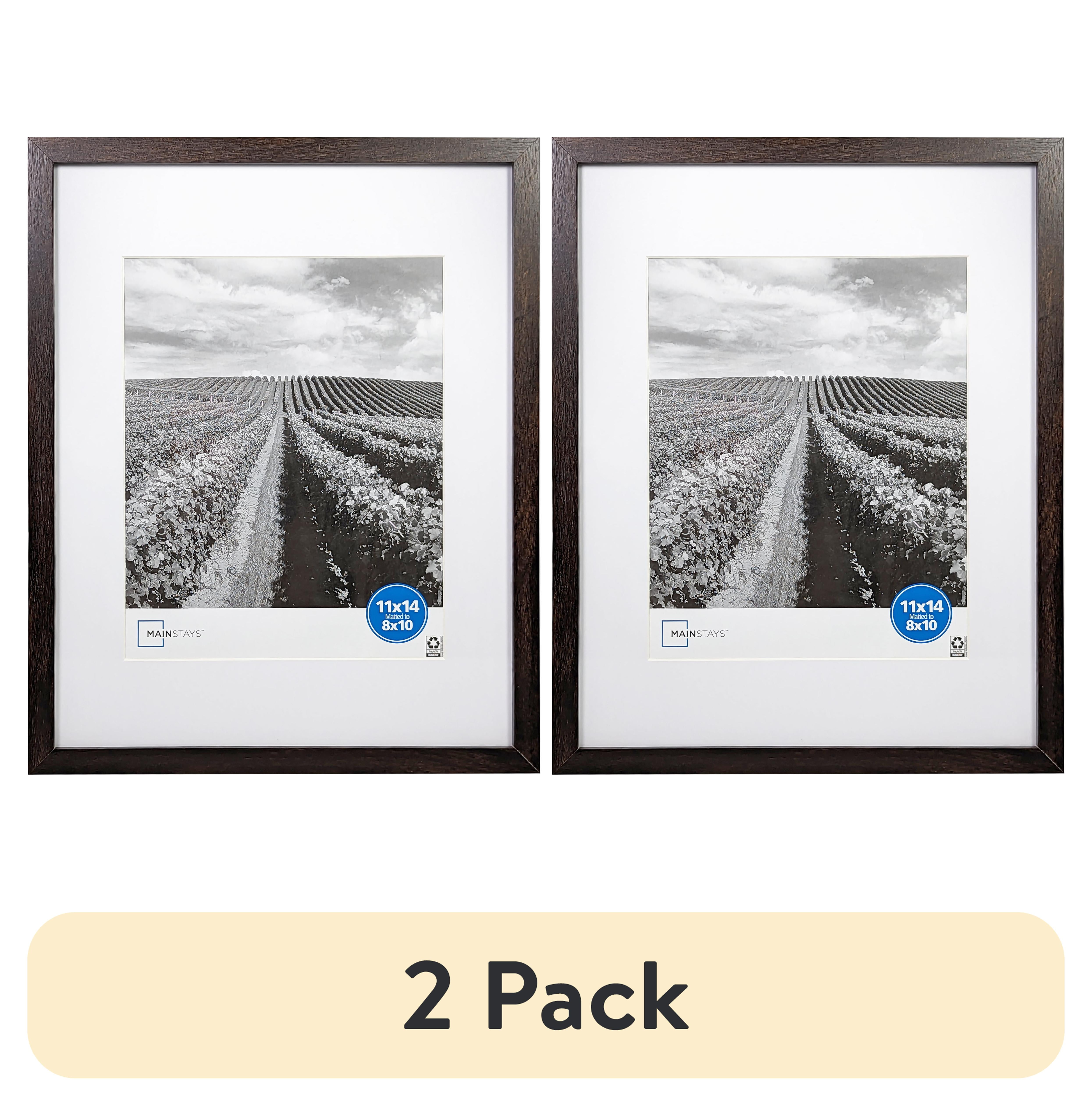 (2 pack) Mainstays 11 x 14 Brown Gallery Picture Frame, Matted to 8 x 10
