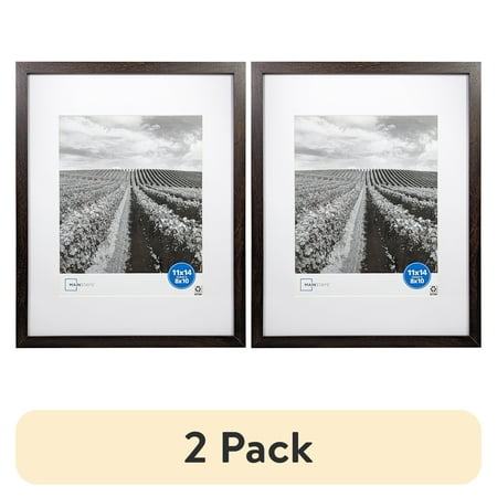 (2 pack) Mainstays – 8x10 Picture Frame – Brown Matted Gallery Linear Program Wall Photo Frame