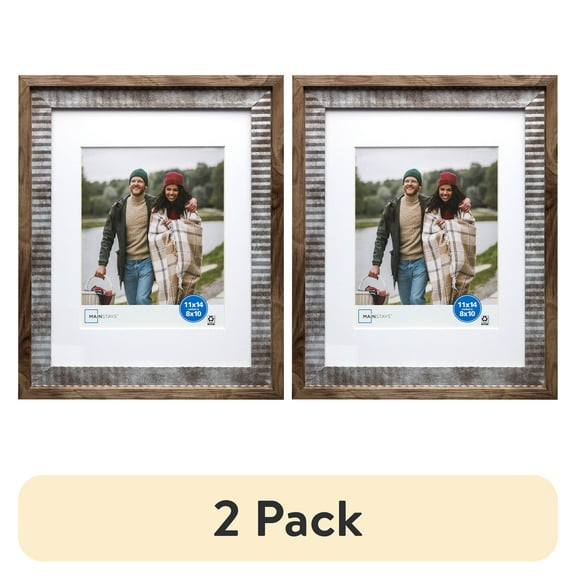 (2 pack) Mainstays – 8x10 Picture Frame – Rustic Farmhouse Matted Gallery Wall Photo Frame