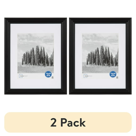 (2 pack) Mainstays – 11x14 matted for 8x10 Picture Frame – Black Matted Gallery Traditional Program Wall Photo Frame