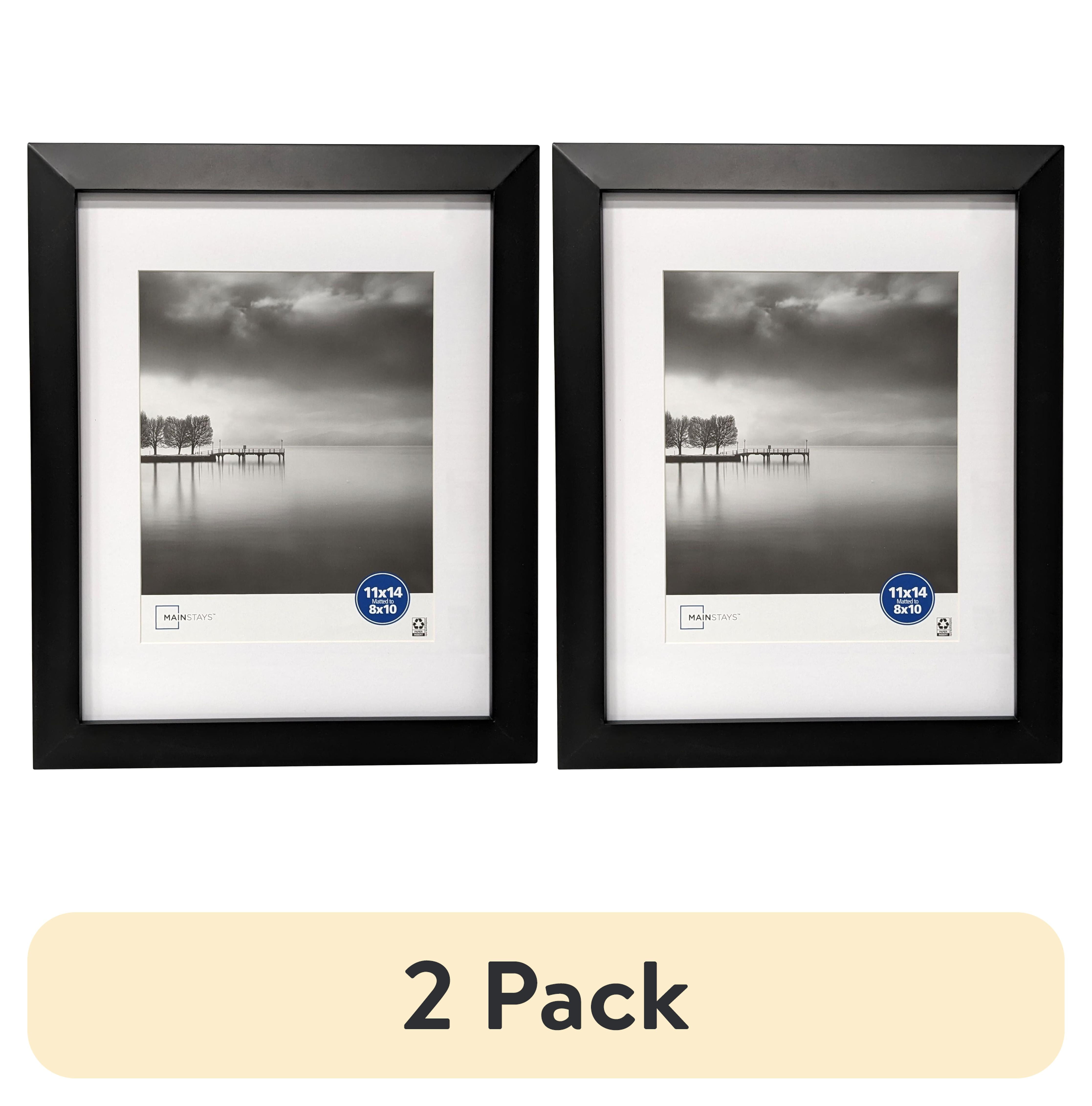(2 pack) Mainstays – 8x10 Picture Frame – Black Matted Gallery Bevel Program Wall Photo Frame