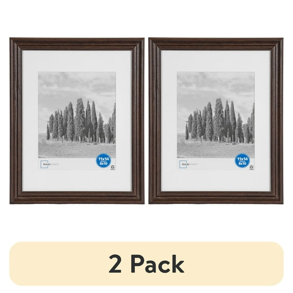 (2 pack) Mainstays – 8x10 Picture Frame – Brown Gallery Traditional Program Wall Photo Frame