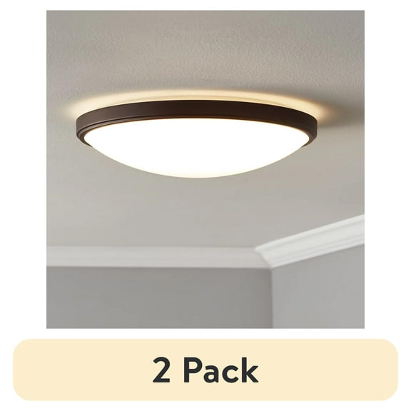 (2 pack) Mainstays 12" Oil Rubbed Bronze Integrated LED Flush Mount Ceiling Lights 3 CCT