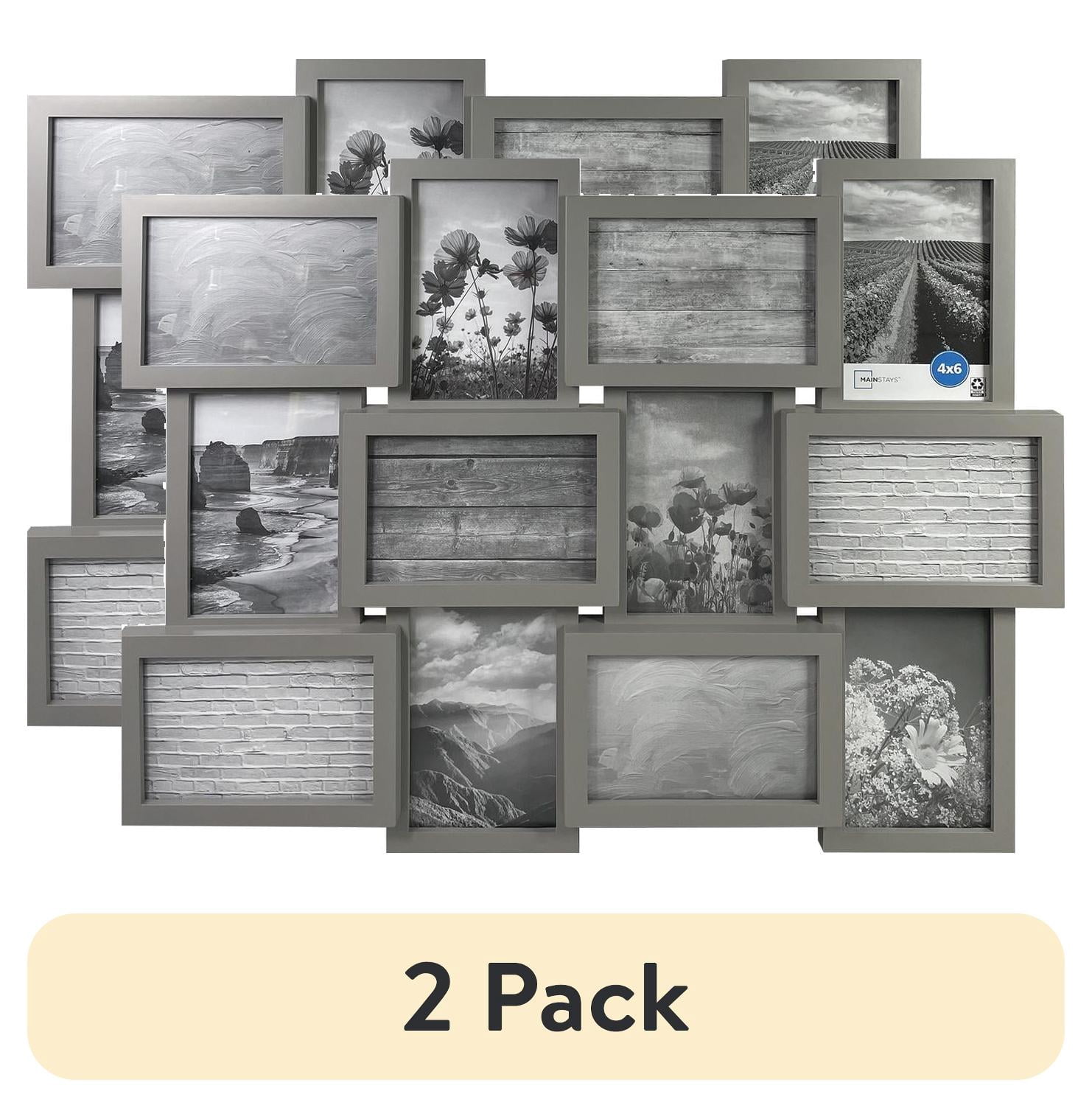 (2 pack) Mainstays 12-Opening 4x6 Linear Grey Collage Picture Frame (Holds 12 - 4x6 inch Photos)
