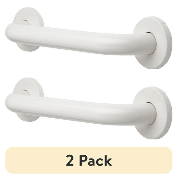 (2 pack) Mainstays 12 inch Grab Bar with 1-1/4" Diameter and Concealed Screws, White