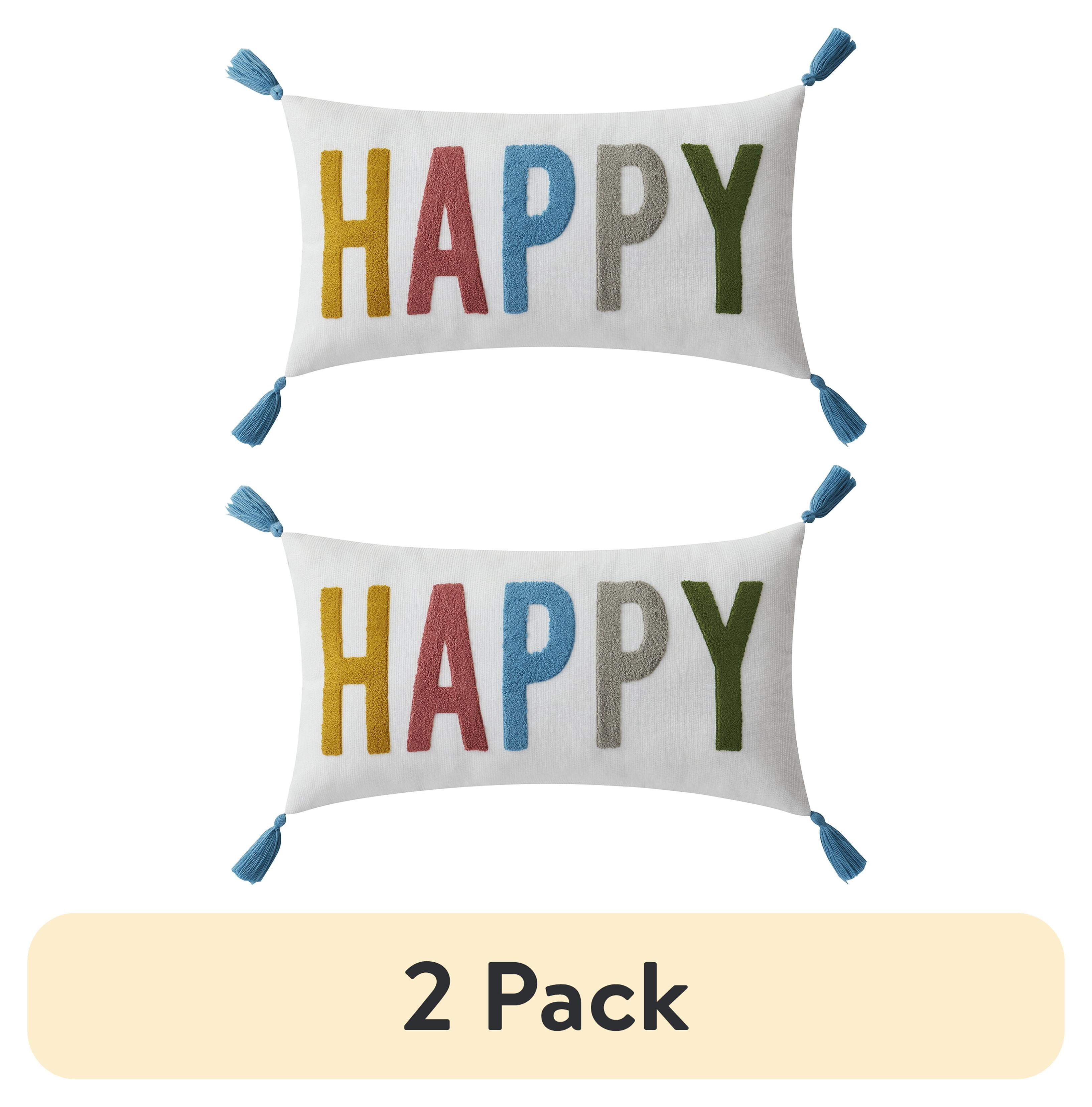 (2 pack) Mainstays 12" x 22" Happy Multicolored Polyester Decorative Pillow
