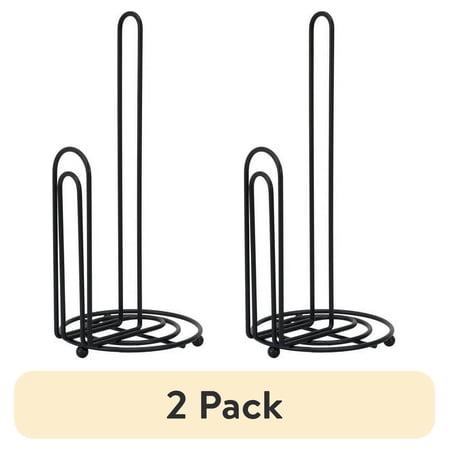 (2 pack) Mainstays Metal Wire Paper Towel Holder for Kitchen Countertops, 13.1 Inches, Black