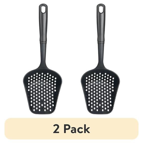 (2 pack) Mainstays 13.8in Nylon Scoop Strainer, Black