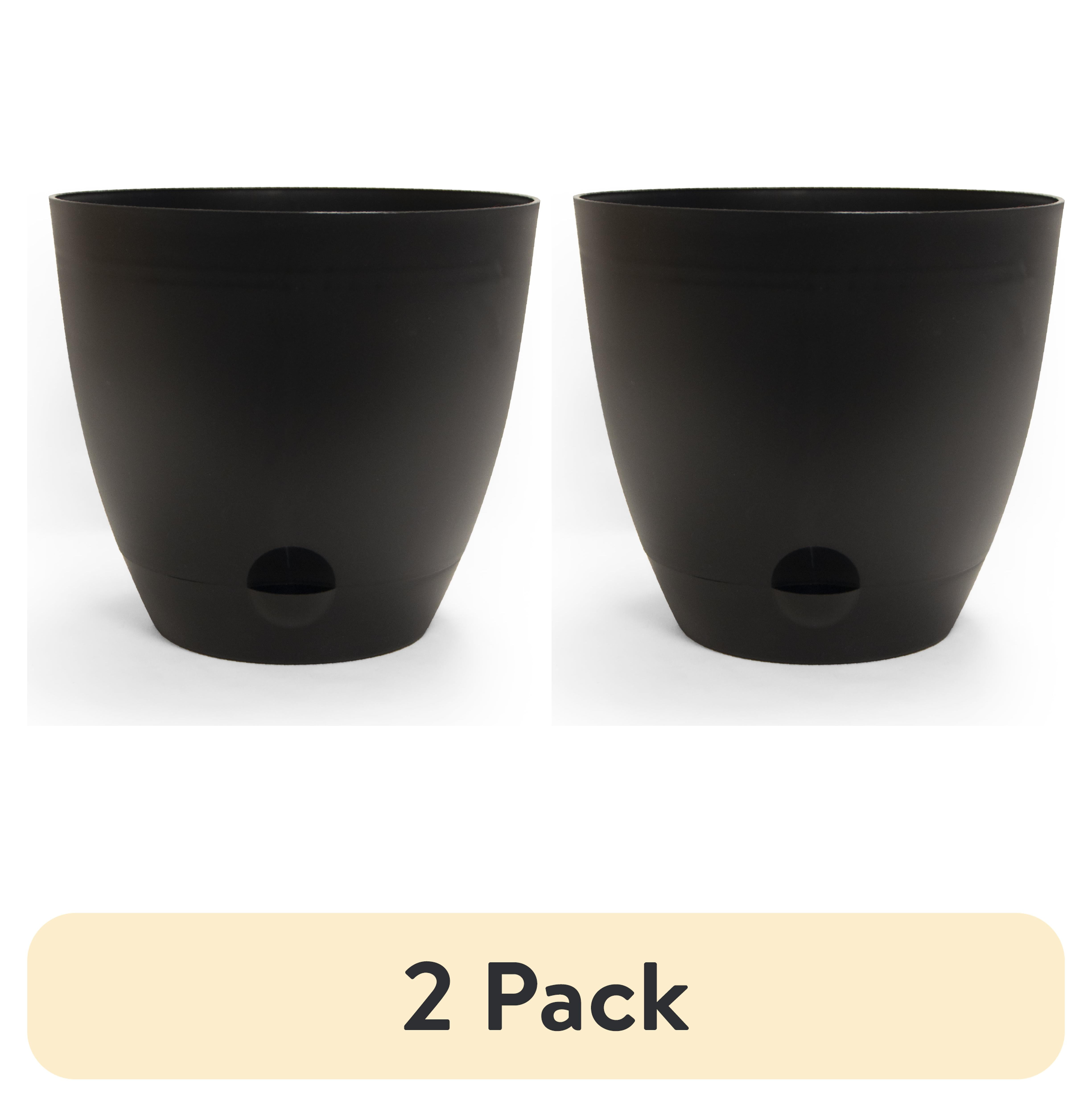 (2 pack) Mainstays 13.9"x 13.9" x 12.68" Round Black Polypropylene Self-Watering Plant Planter