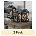 thumbnail image 1 of (2 pack) Mainstays Decorative Black Metal Pillar Candleholder Lantern, 14", Large, 1 of 8