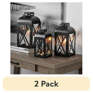 Evergreen LED Tapered Candle Tower Lantern, 3 Count (Black Finish