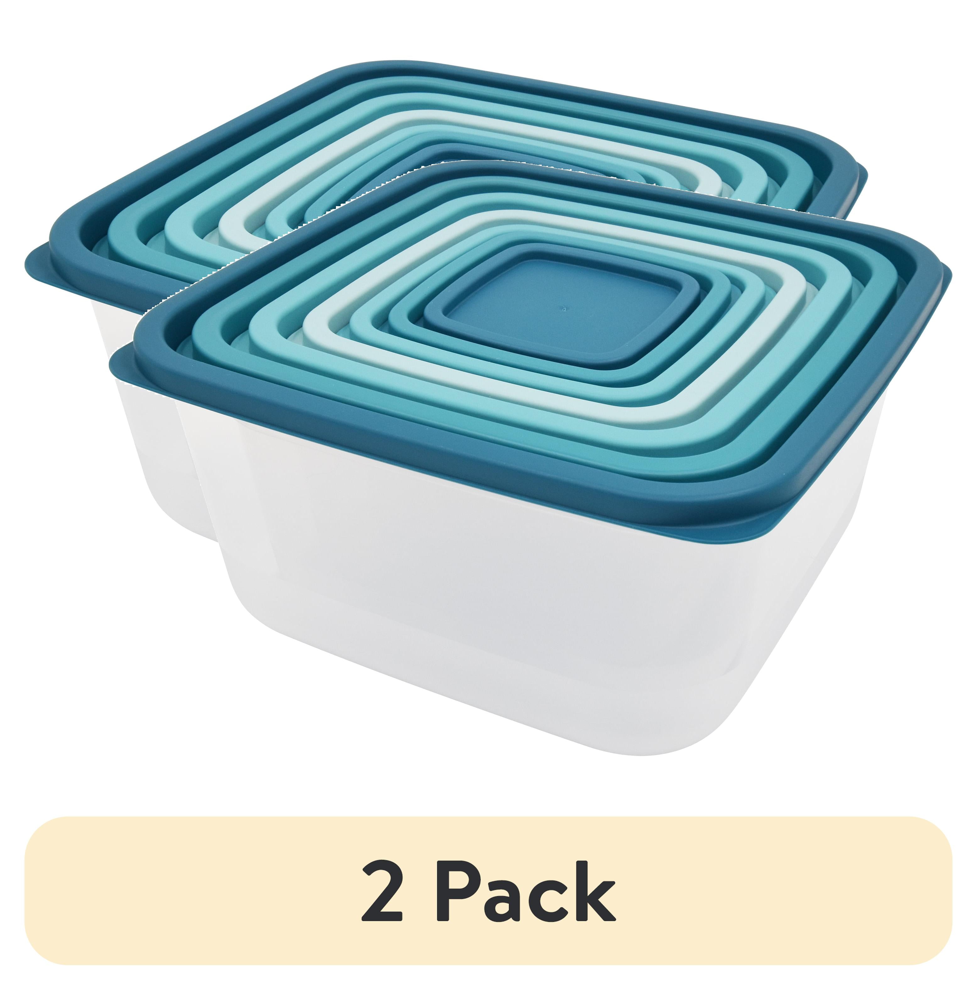 2 pack Mainstays 14 Piece Teal Plastic Food Storage Set Teal Ombre