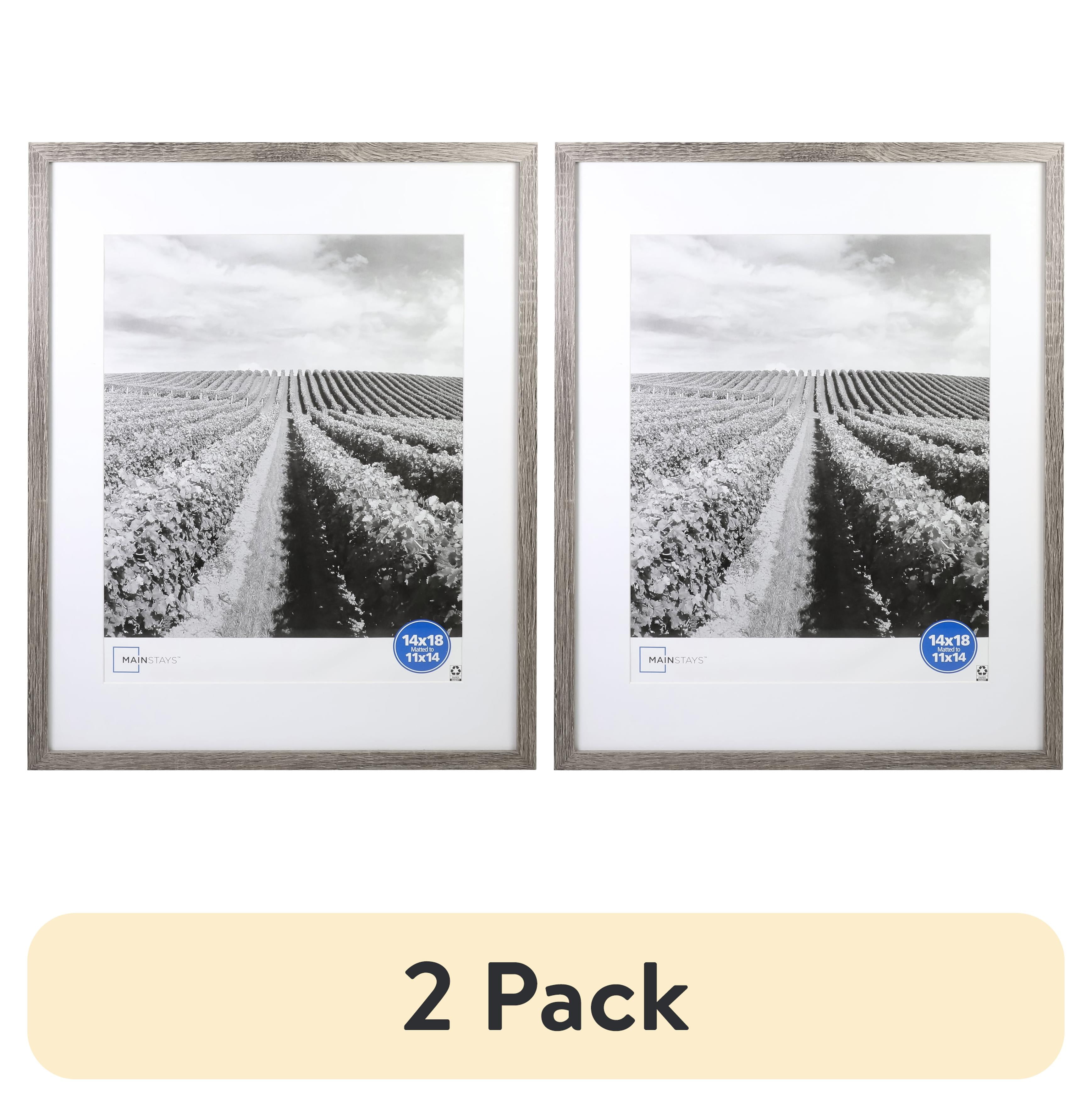 (2 pack) Mainstays – 11x14 Picture Frame – Rustic Gray Matted Gallery Linear Program Wall Photo Frame