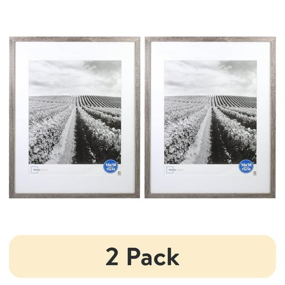 (2 pack) Mainstays – 11x14 Picture Frame – Rustic Gray Matted Gallery Linear Program Wall Photo Frame
