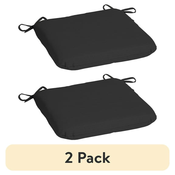 (2 pack) Mainstays 15.5"D x 17"W Black Rectangle Outdoor Seat Pad (1 Pack)