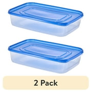 (2 pack) Mainstays Semi Durable Rectanglar 1 Gallon Plastic Food Storage Container, Designed to Help with Pantry Storage, Everyday Organization, and Party Food Transportion