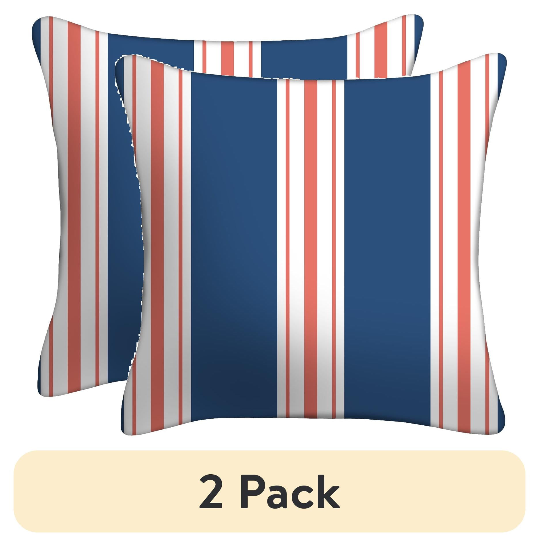 (2 pack) Mainstays 16" x 16" Coastal Stripe Decorative Outdoor Throw Pillow, Multicolor