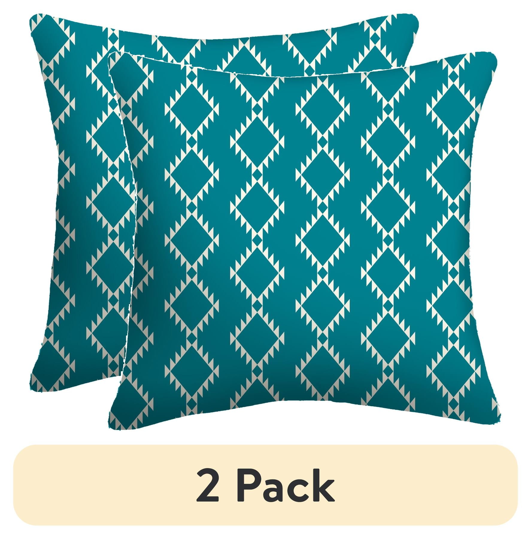 (2 pack) Mainstays 16" x 16" Diamond Decorative Outdoor Throw Pillow, Teal
