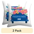 thumbnail image 1 of (2 pack) Mainstays 16" x 16" Flower Truck Decorative Outdoor Throw Pillow, Multicolor, 1 of 9