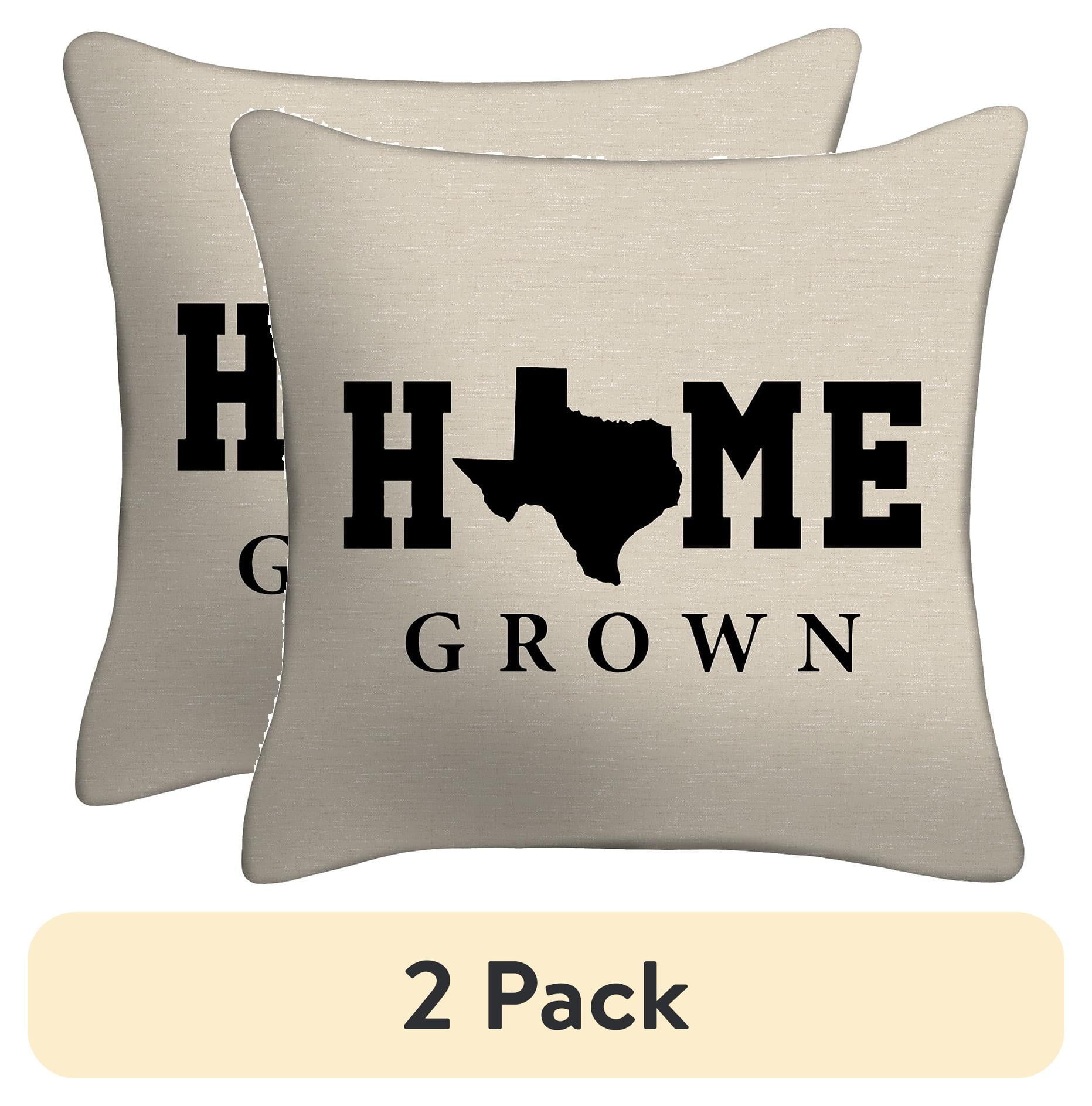 (2 pack) Mainstays 16" x 16" Texas Home Grown Reversible Decorative Outdoor Throw Pillow, Off-White/Black
