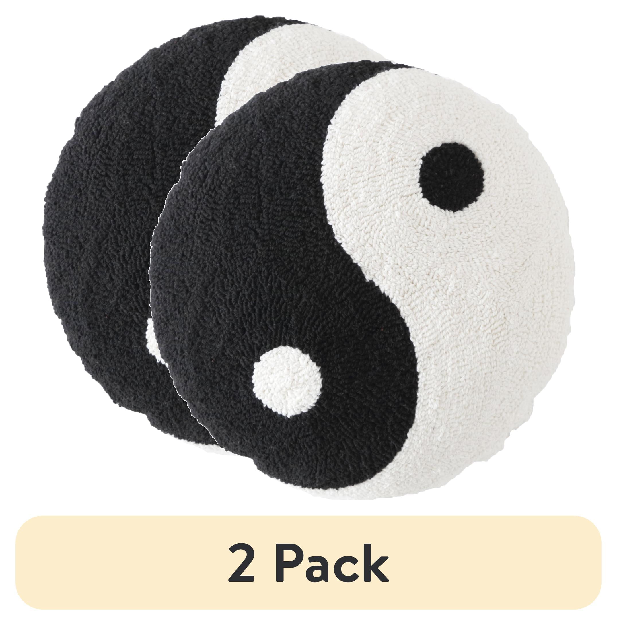 (2 pack) Mainstays 16 in x 16 in Yin-Yang Decorative Pillow, Black and White
