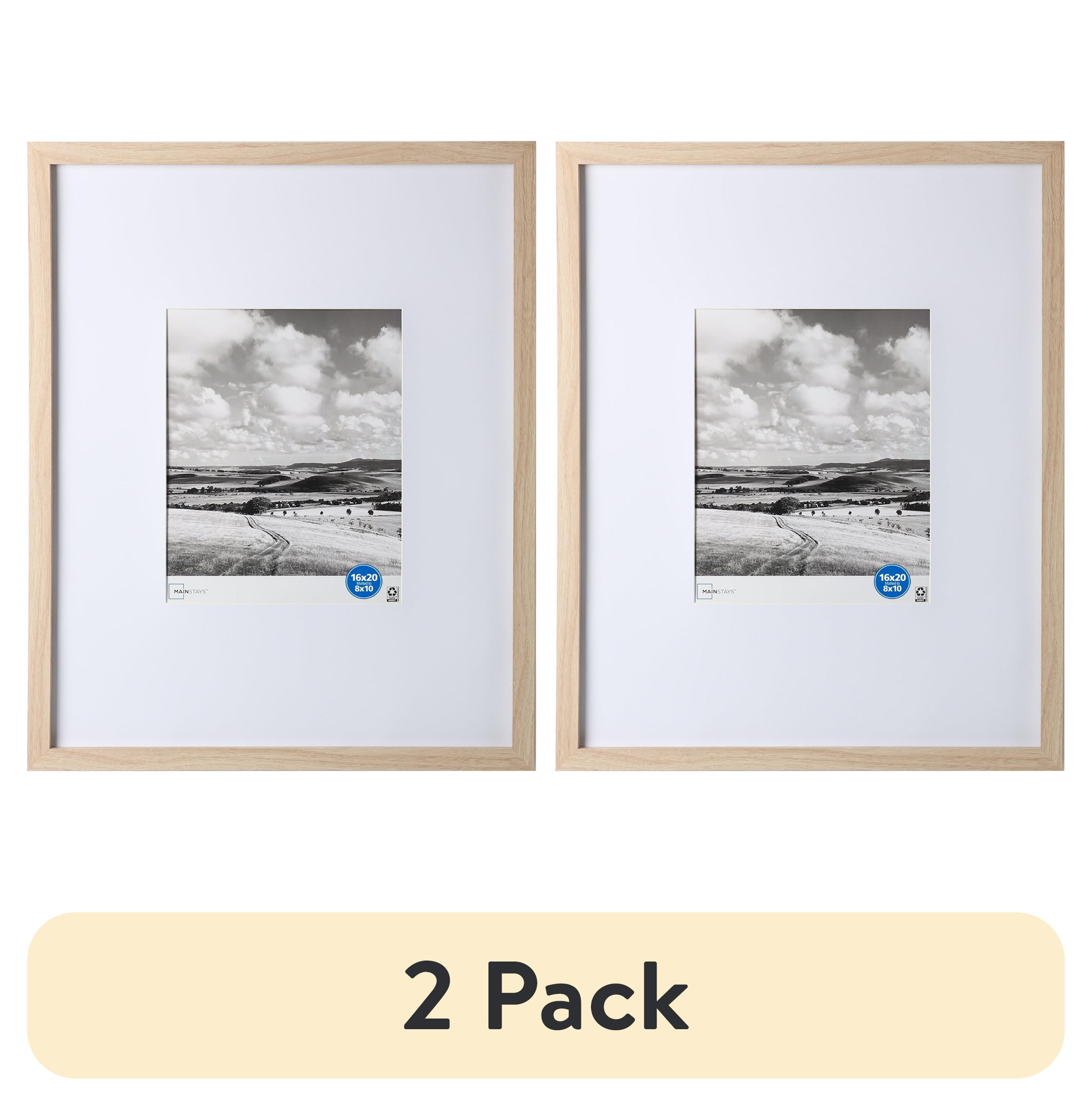(2 pack) Mainstays 16 x 20 Gallery Frame Set, Matted to 8 x 10, 2 Pack, Lightwood