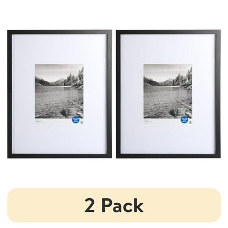 (2 pack) Mainstays – 8x10 Picture Frame – Black 2 Piece Gallery Set Matted Wall Photo Frame