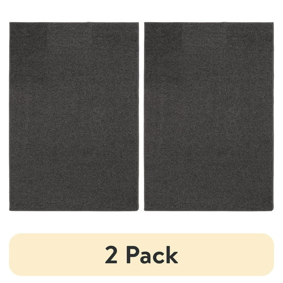 (2 pack) Mainstays Titan Grey Durable Indoor Utility Area Rug, 17"x30"