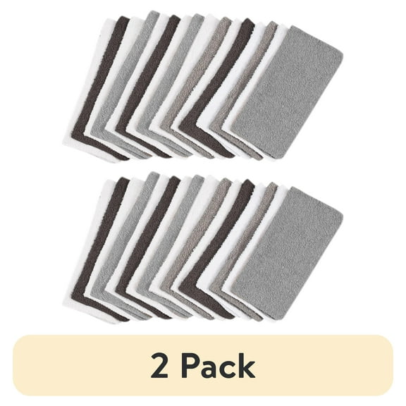 (2 pack) Mainstays 18-Pack Washcloth Bundle, Grey Multi