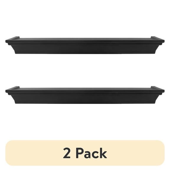 (2 pack) Mainstays 18" Plastic Wall Shelf, Black