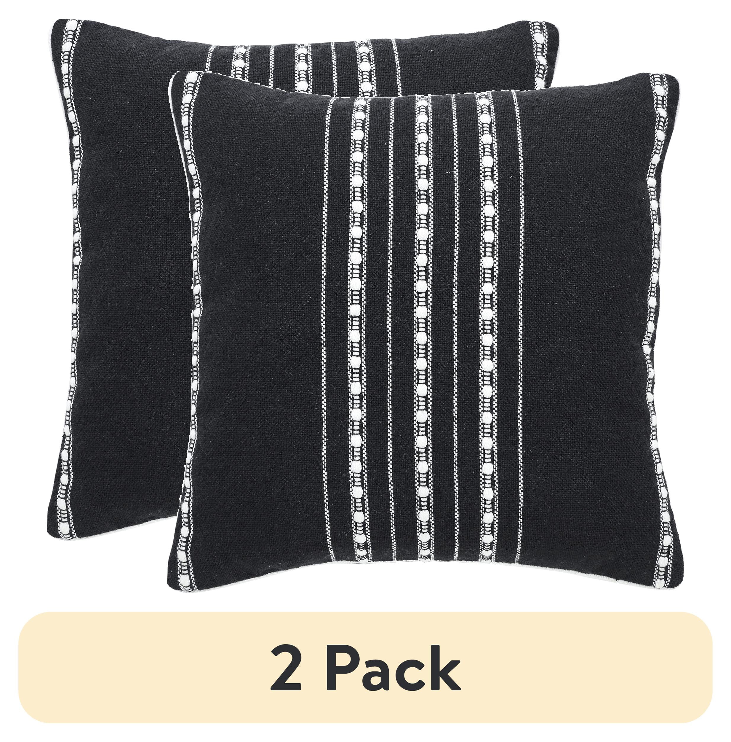 (2 pack) Mainstays 18" x 18" Black Stripe Cord Cotton Rich Decorative Pillow