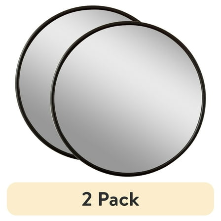 (2 pack) Mainstays 18x18 Black Round Small Decorative Wall Mirror for Bathroom or Living Room