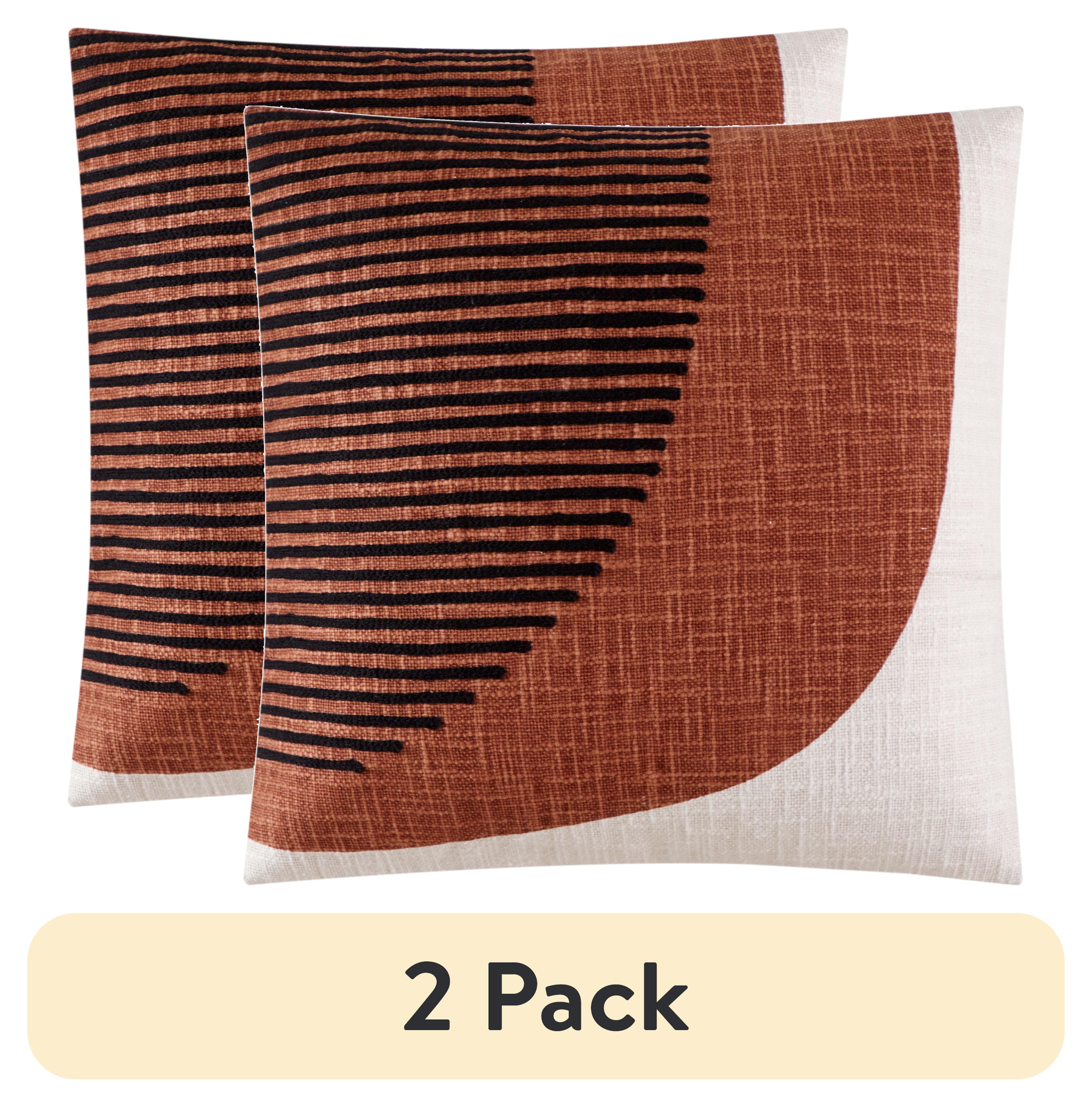 (2 pack) Mainstays Curved Geo Decorative Pillow for Adults, 18" x 18" Red