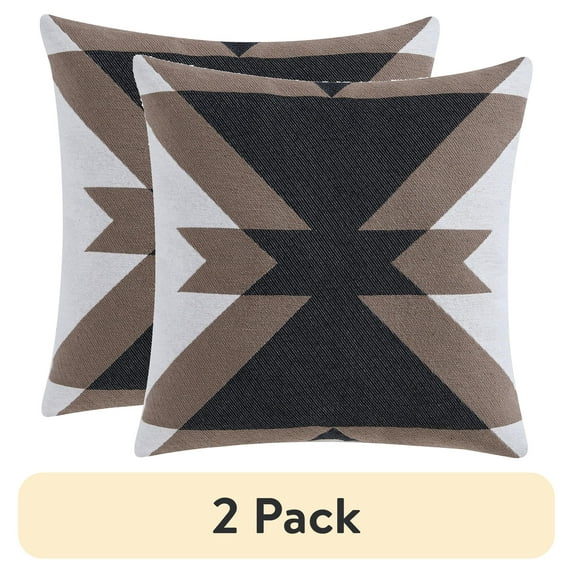 (2 pack) Mainstays 18" x 18" Multicolor Aztec Geometric Cotton Throw Pillow