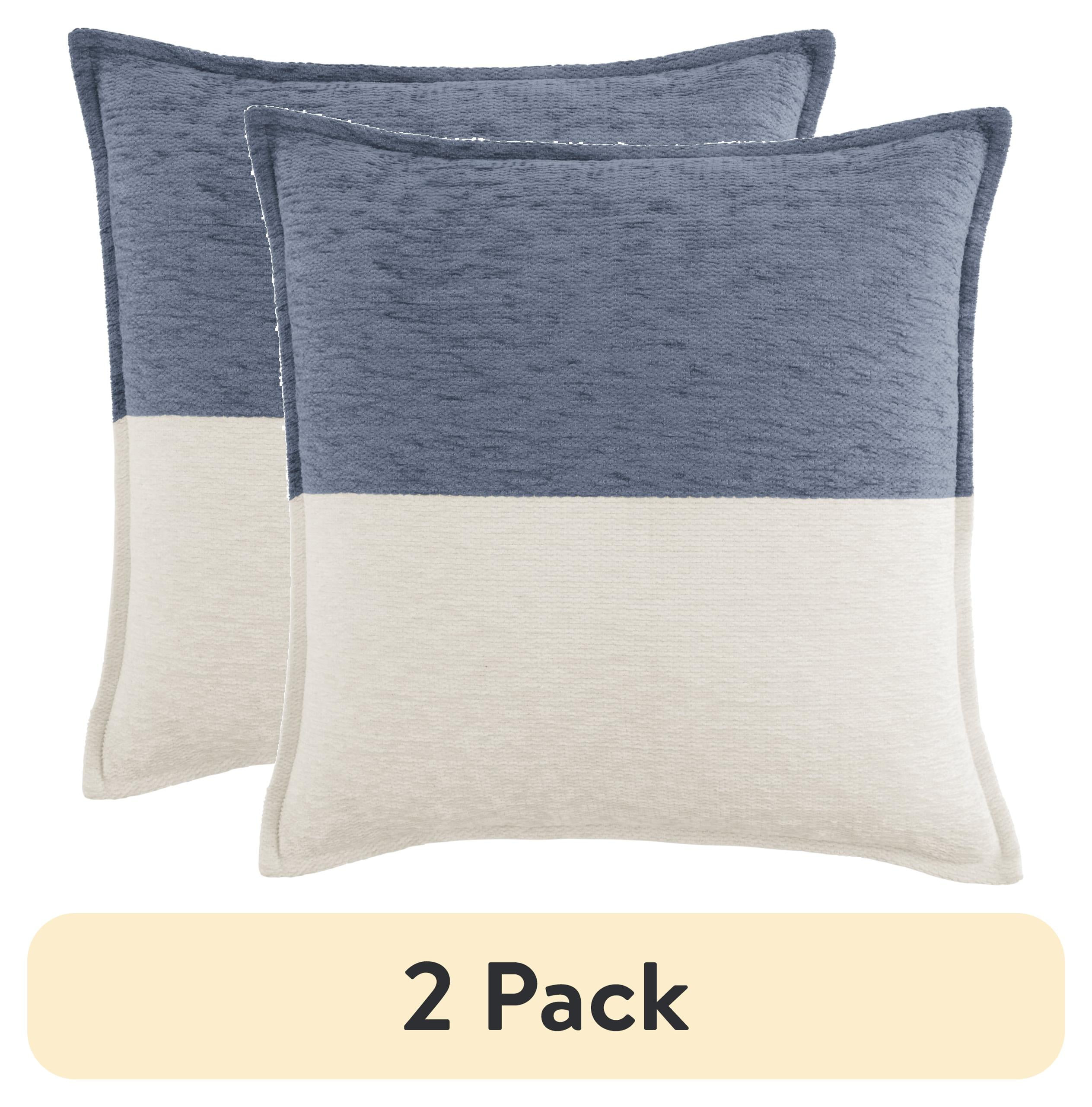 (2 pack) Mainstays 18" x 18" Two-Toned Washed Indigo Polyester Cotton Square Decorative Throw Pillow