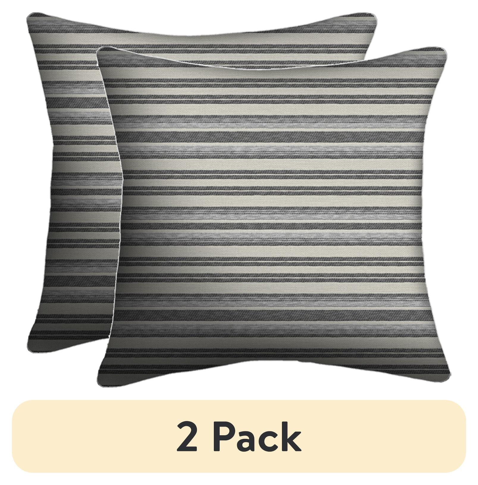 (2 pack) Mainstays 18" x 18" Woven Stripe Decorative Throw Pillow, Grey