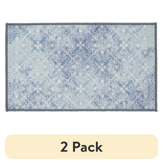 (2 pack) Mainstays 18"x30" Teal Medallion Indoor Rug