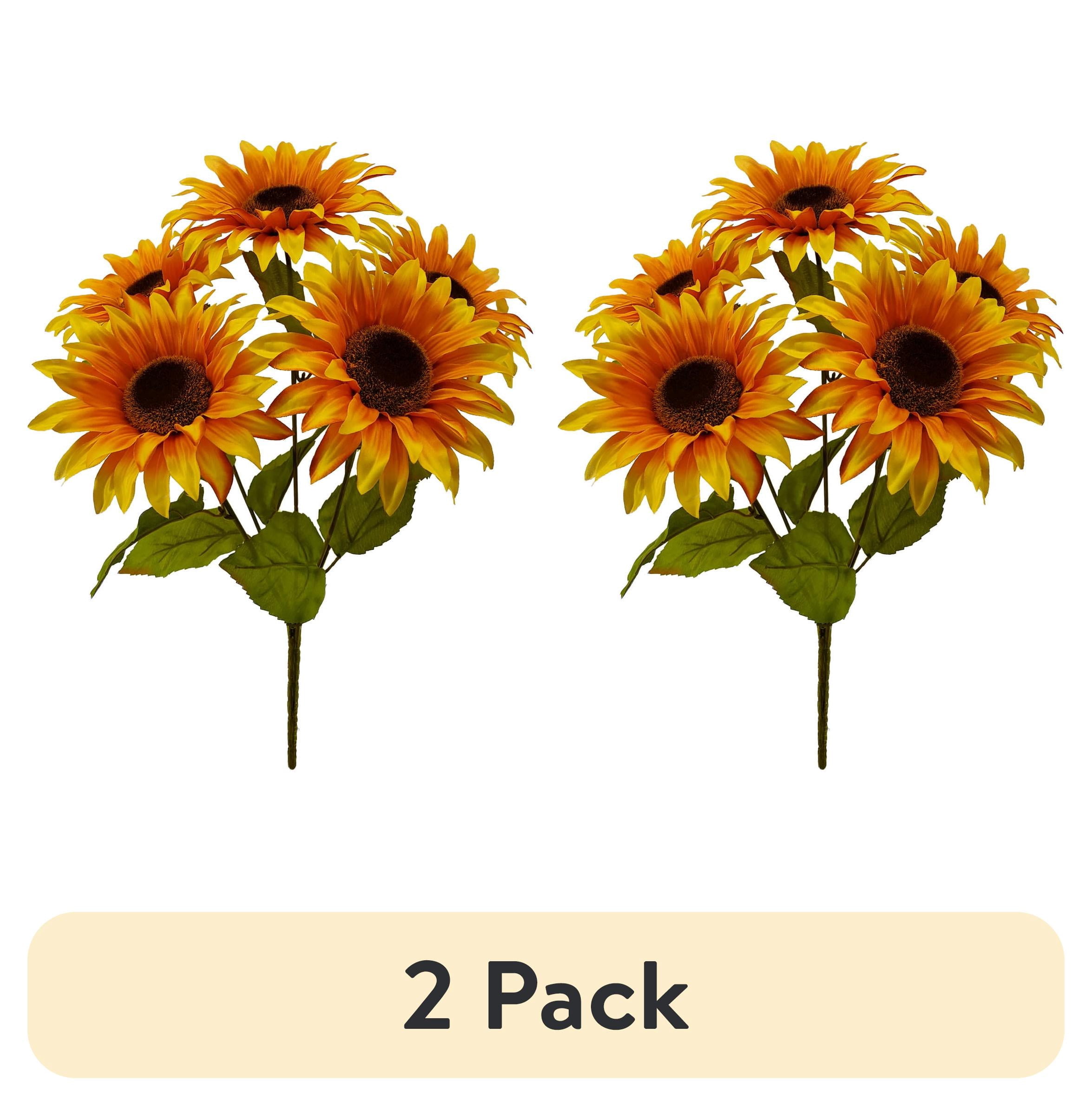 (2 pack) Mainstays 18in Indoor Artificial Sunflower Bush, Yellow Color