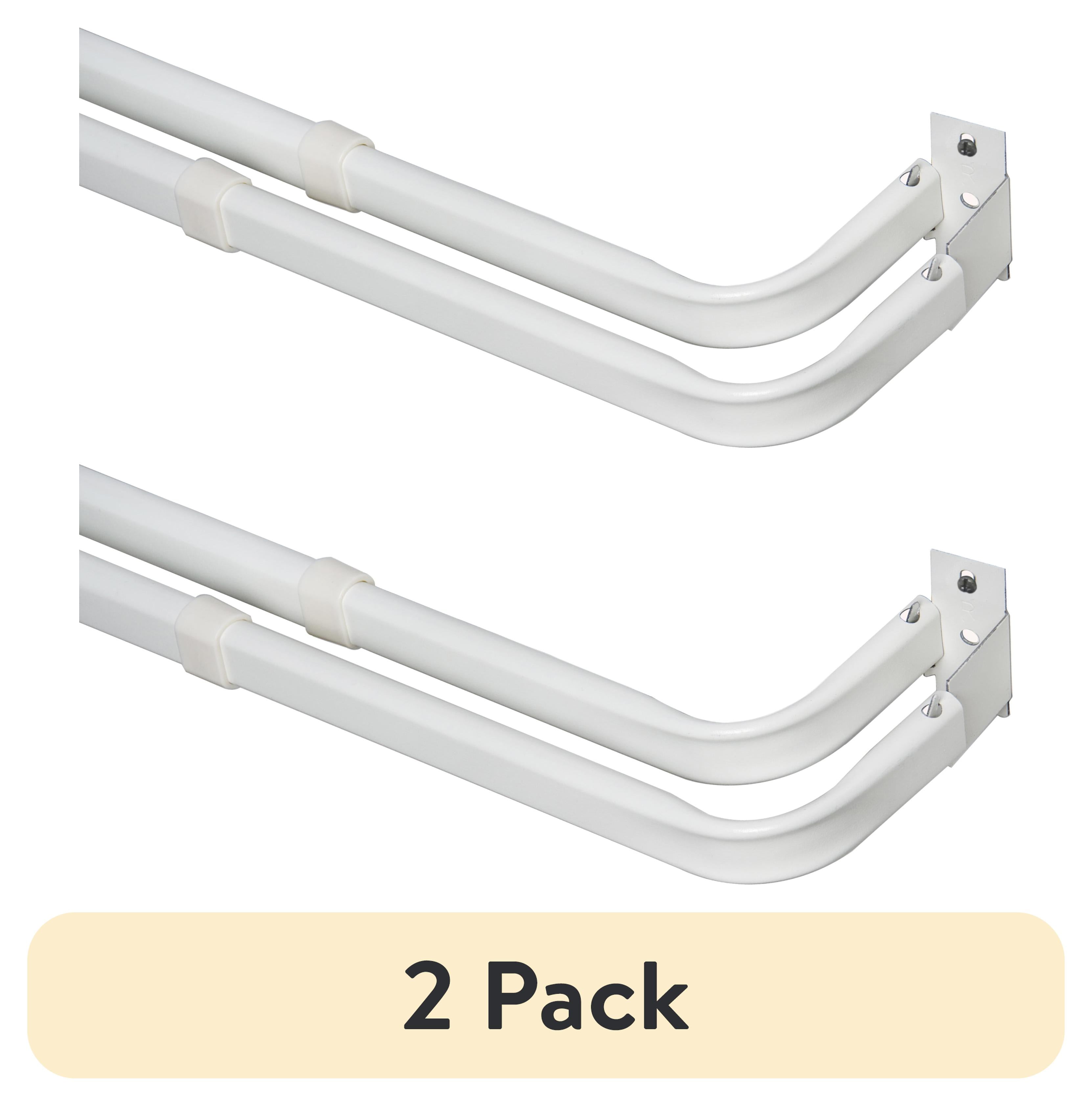 (1 pack) Mainstays 2-3" Basic Metal Wrap Around Adjustable Double Curtain Rod, 84-120" Adjustable Length, White Finish