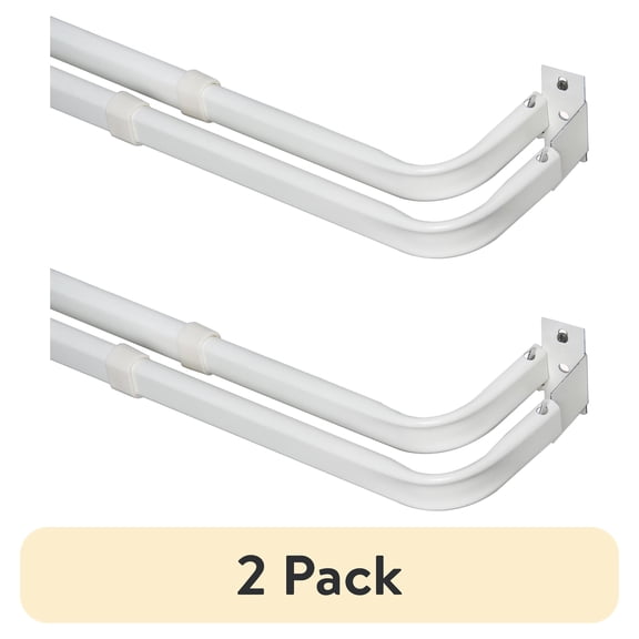 (1 pack) Mainstays Wrap-Around Adjustable Double Curtain Rod, 84-120 in, 2-3 in Projection, White