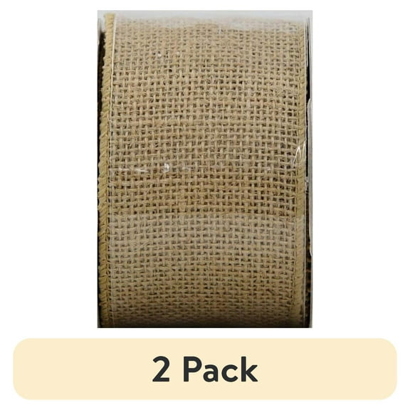 (2 pack) Mainstays 2.5"X15' Wired Natural Fine Weave Burlap Ribbon , 1 Each